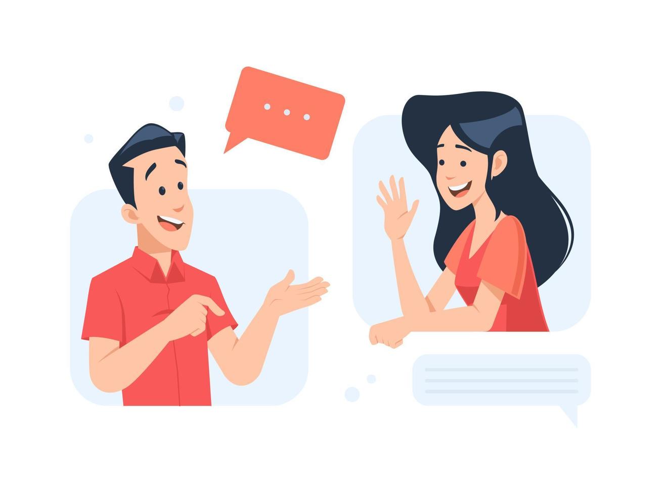 man and woman conversation flat illustration vector