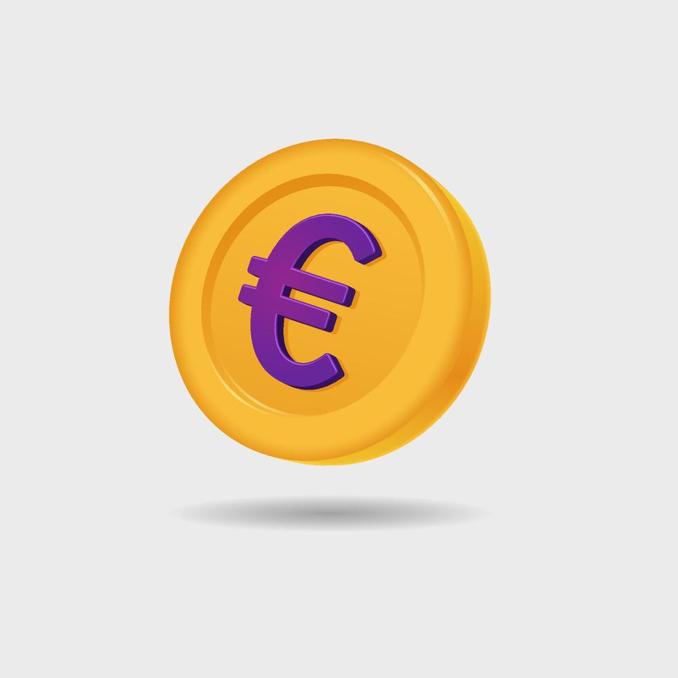 3d icono de moneda euro vector