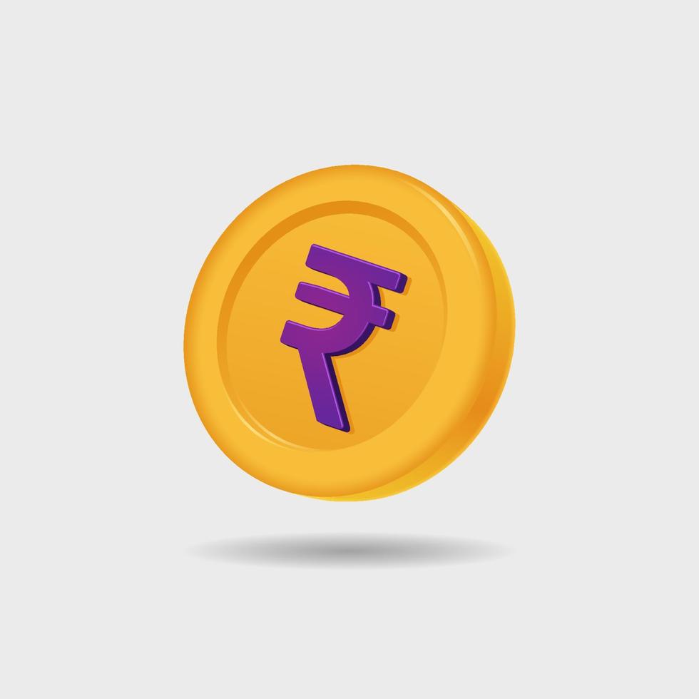 3D icon of Indian Rupee coinWeb vector