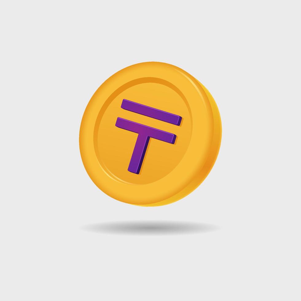 3D icon of Tenge coin vector