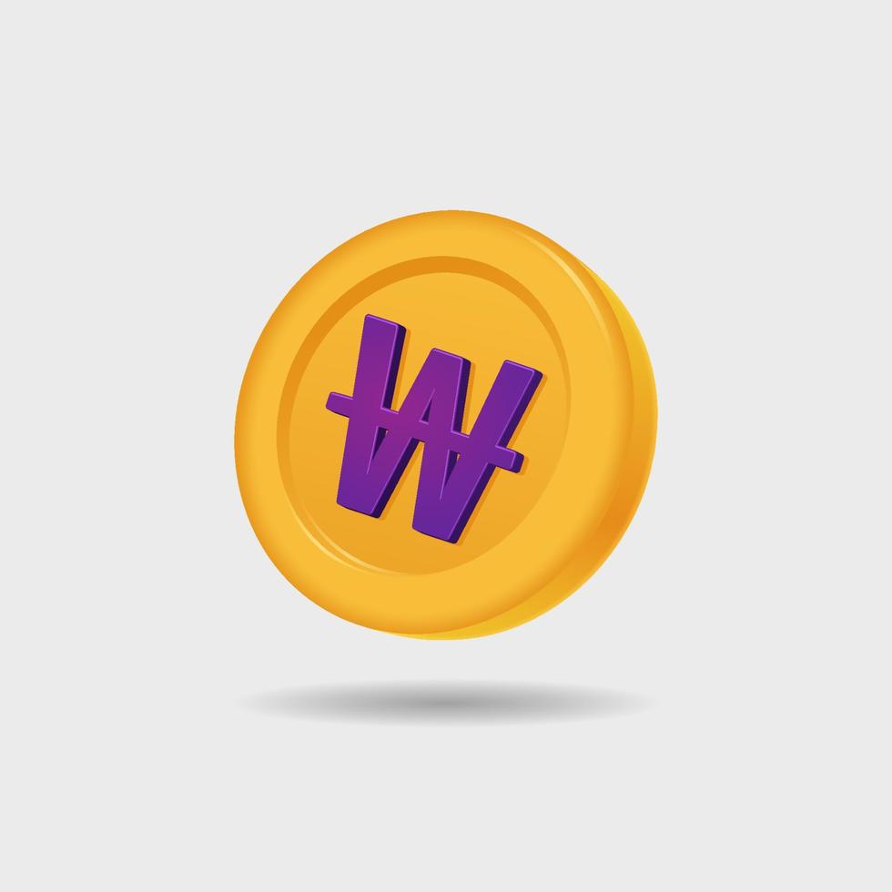 3D icon of won coin vector