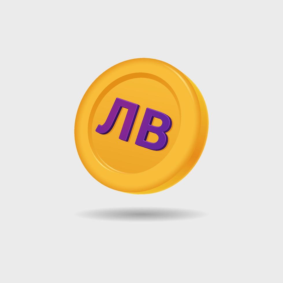 3D icon of bulgarian lev coin vector