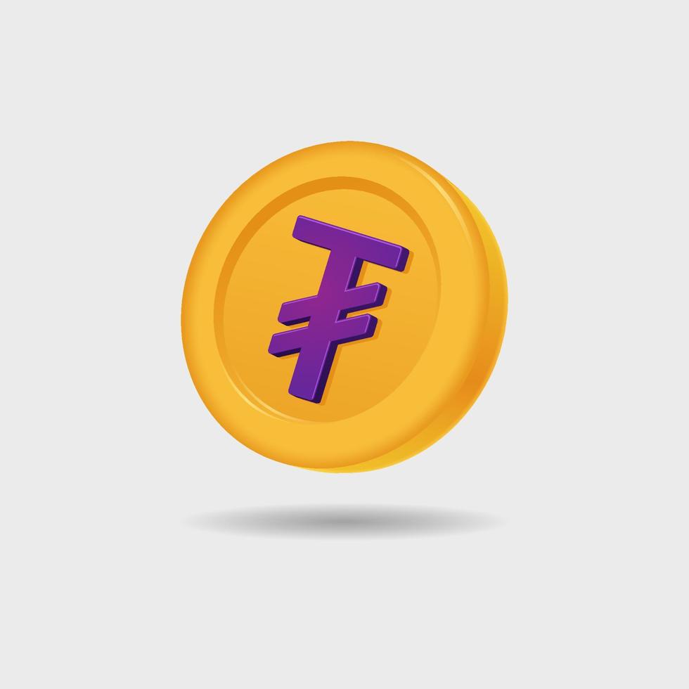 3D icon of Tugrik coin vector