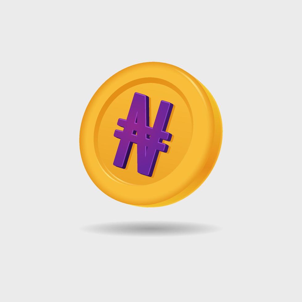 3D icon of Naira coin vector