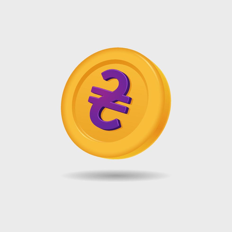 3d icon of Hryvnia coin vector