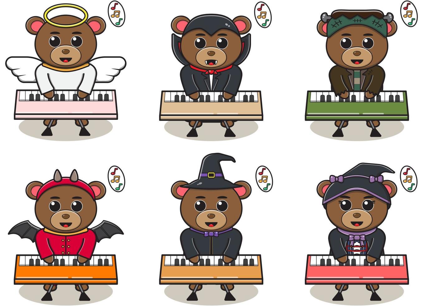 oso música halloween set teclado vector