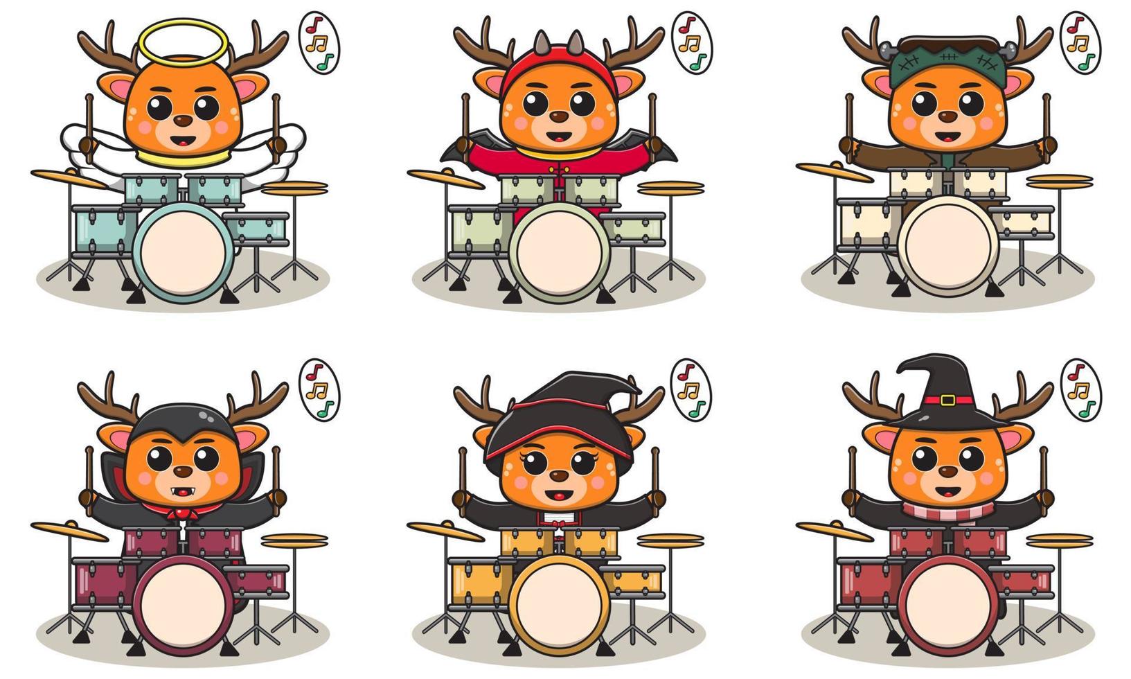 Deer Music Halloween set Drum vector