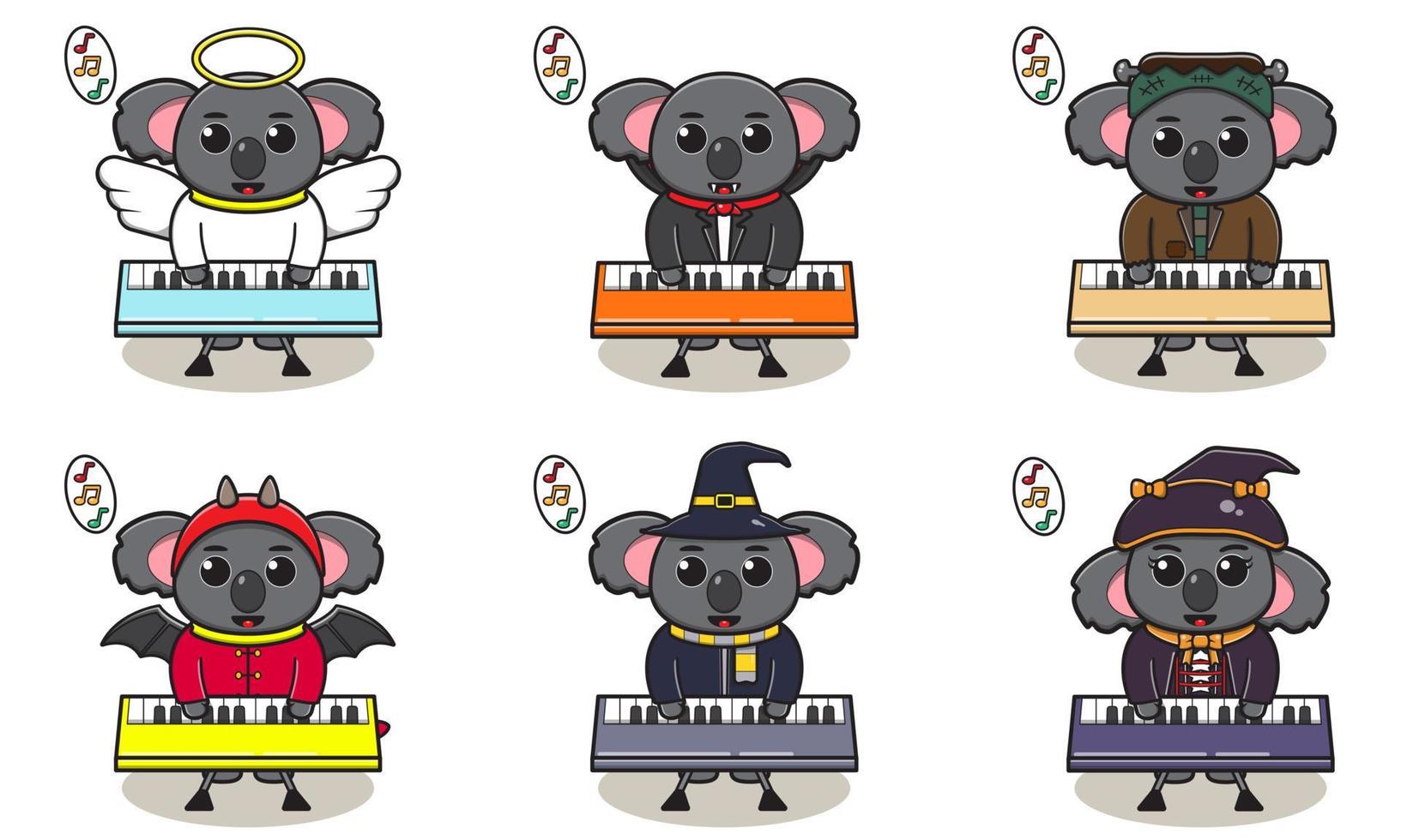 koala music halloween set teclado vector