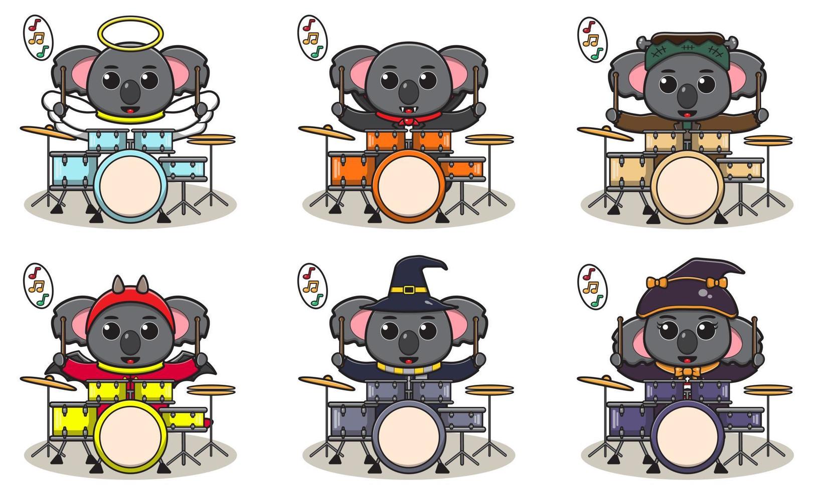 koala música halloween set tambor vector
