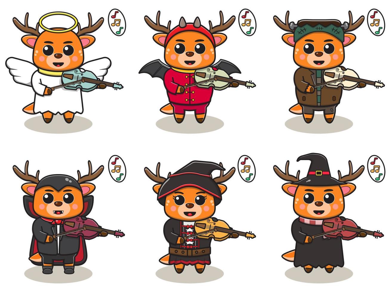 Deer Music Halloween set Violin vector