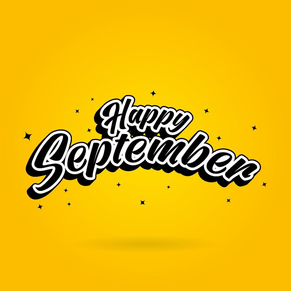 happy september 3d looks text typography vector