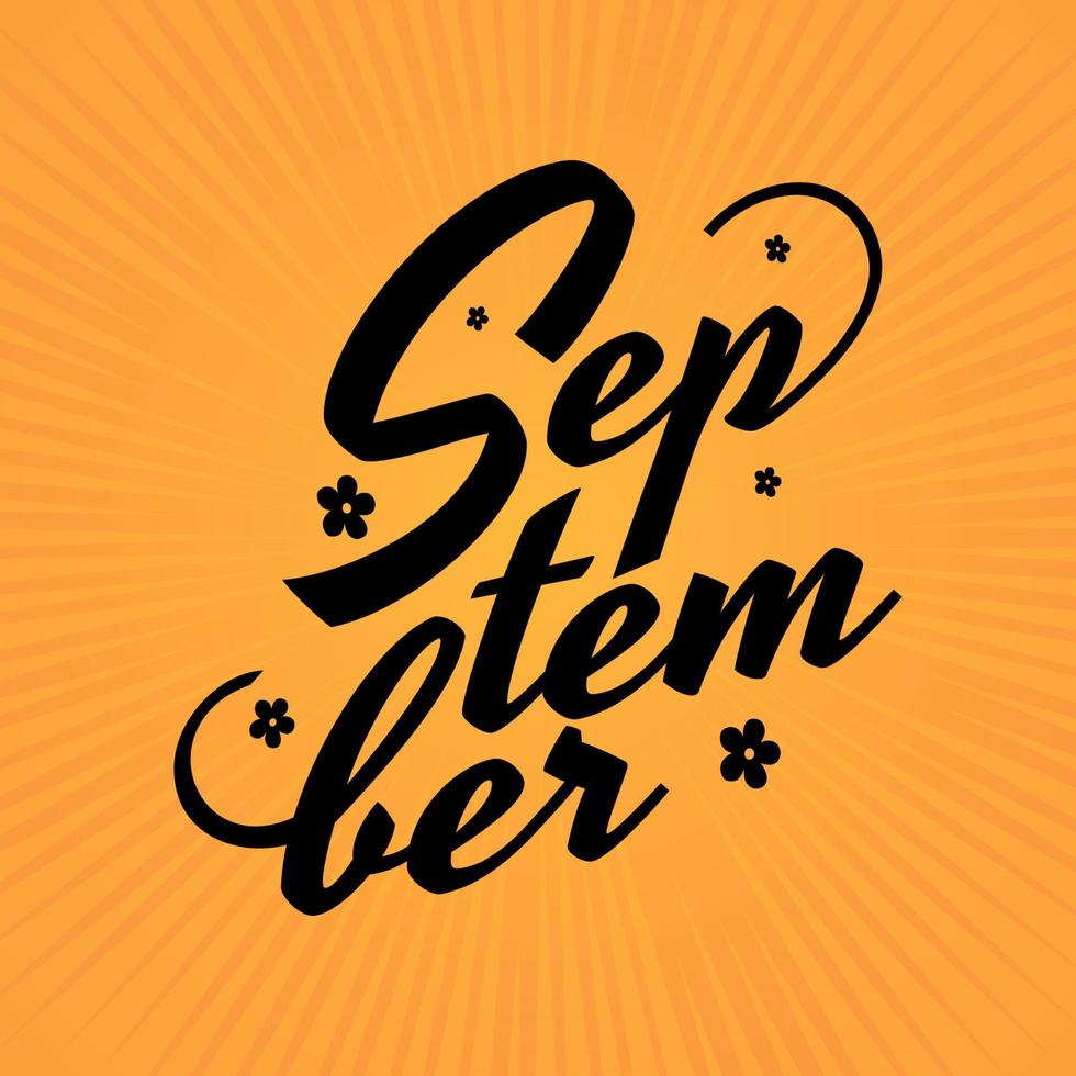 september lettering typography design vector