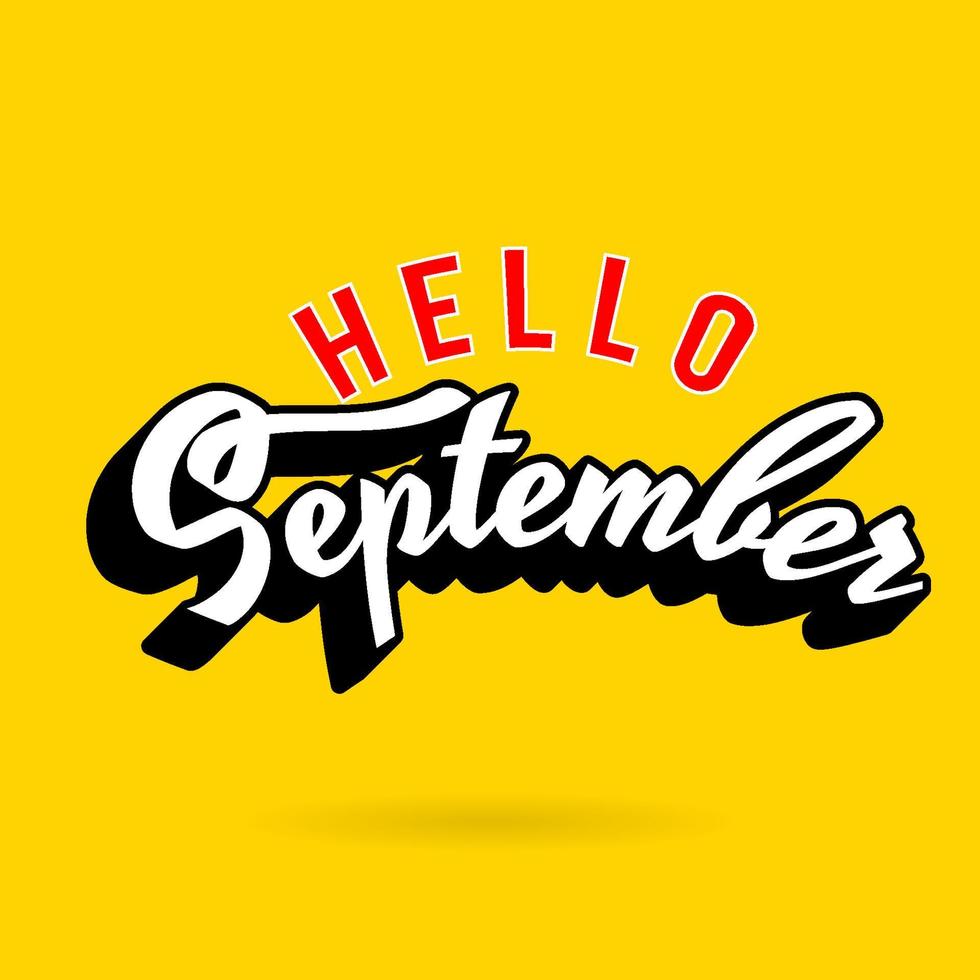 Hello September typography isolated 3d looks vector