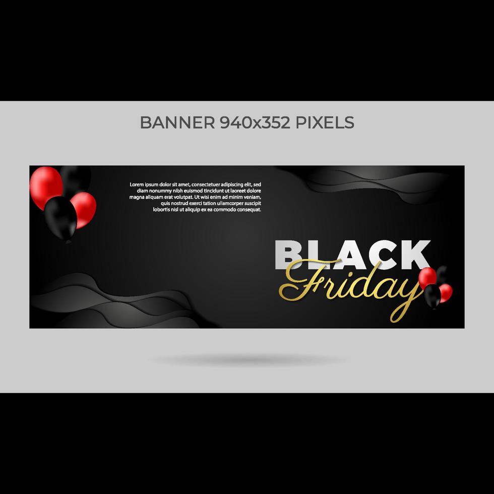 banner de viernes negro 94x352 píxeles vector