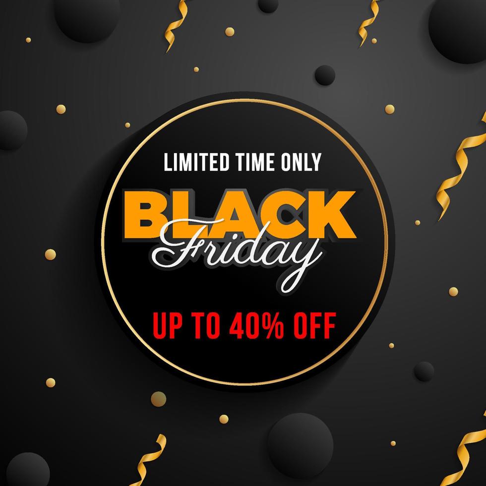 black friday limited time only up to 40 percent vector