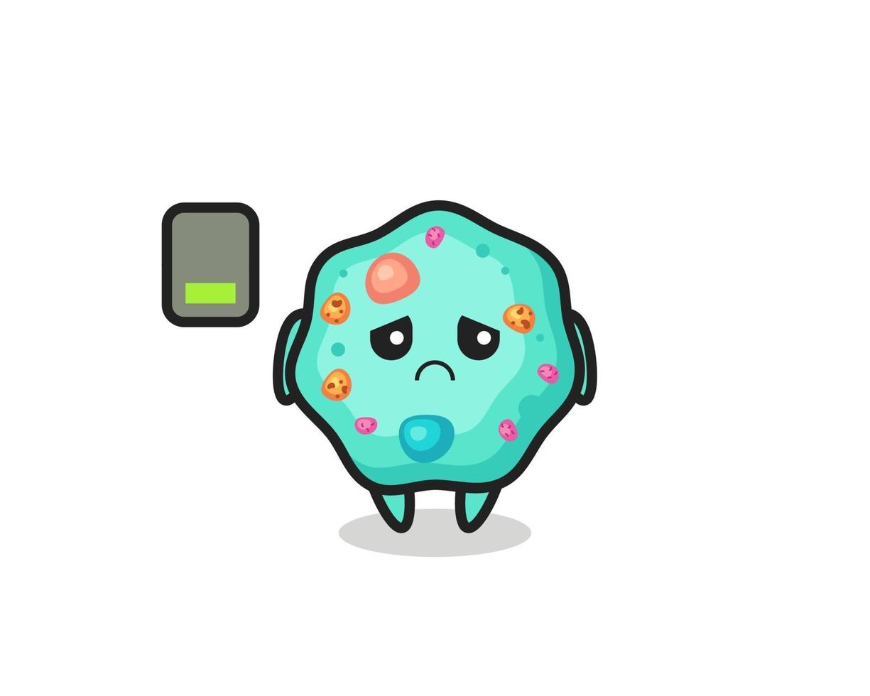 amoeba mascot character doing a tired gesture vector