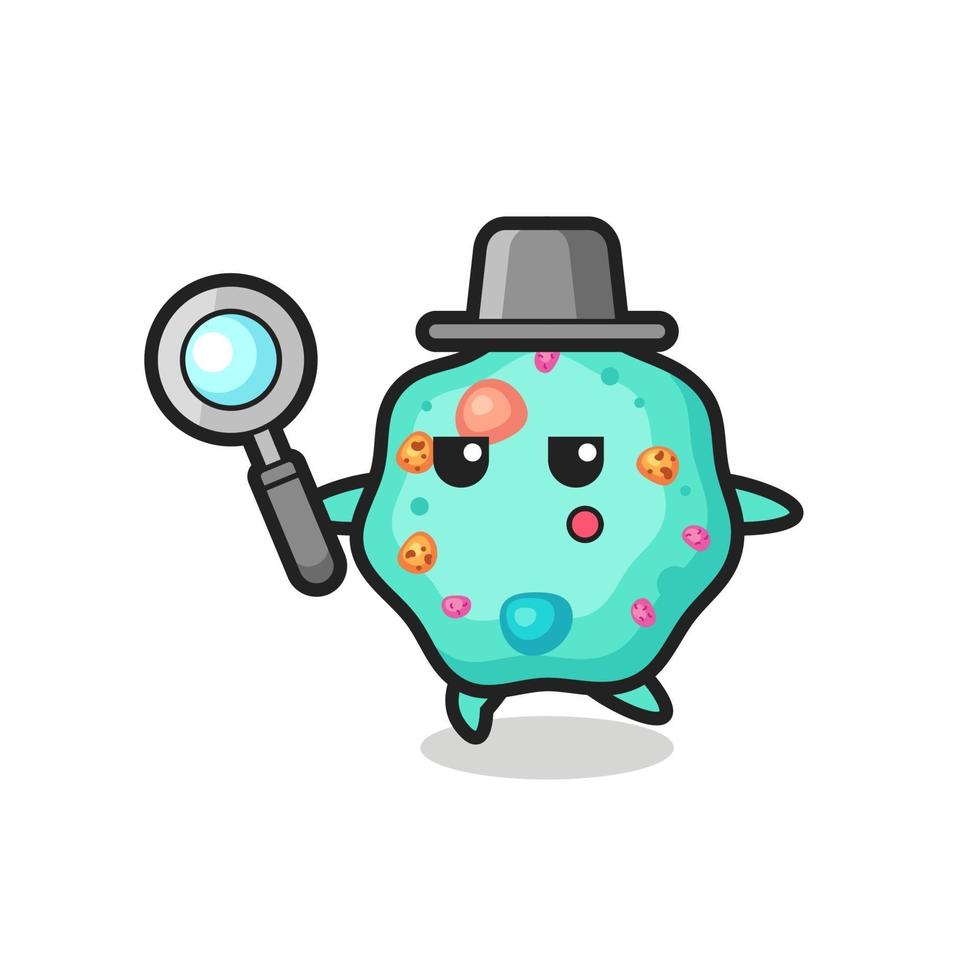 amoeba cartoon character searching with a magnifying glass vector