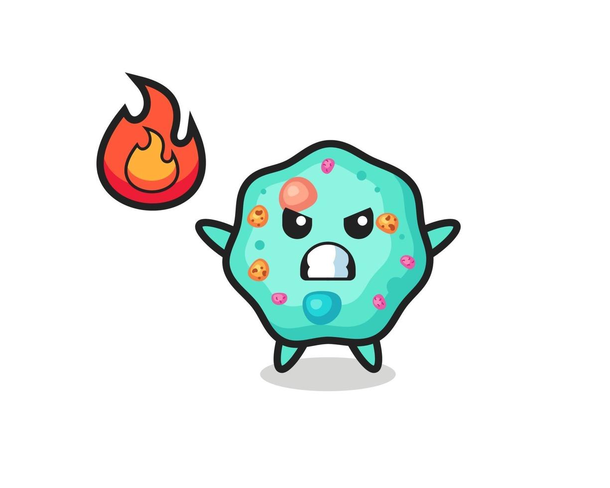 amoeba character cartoon with angry gesture vector