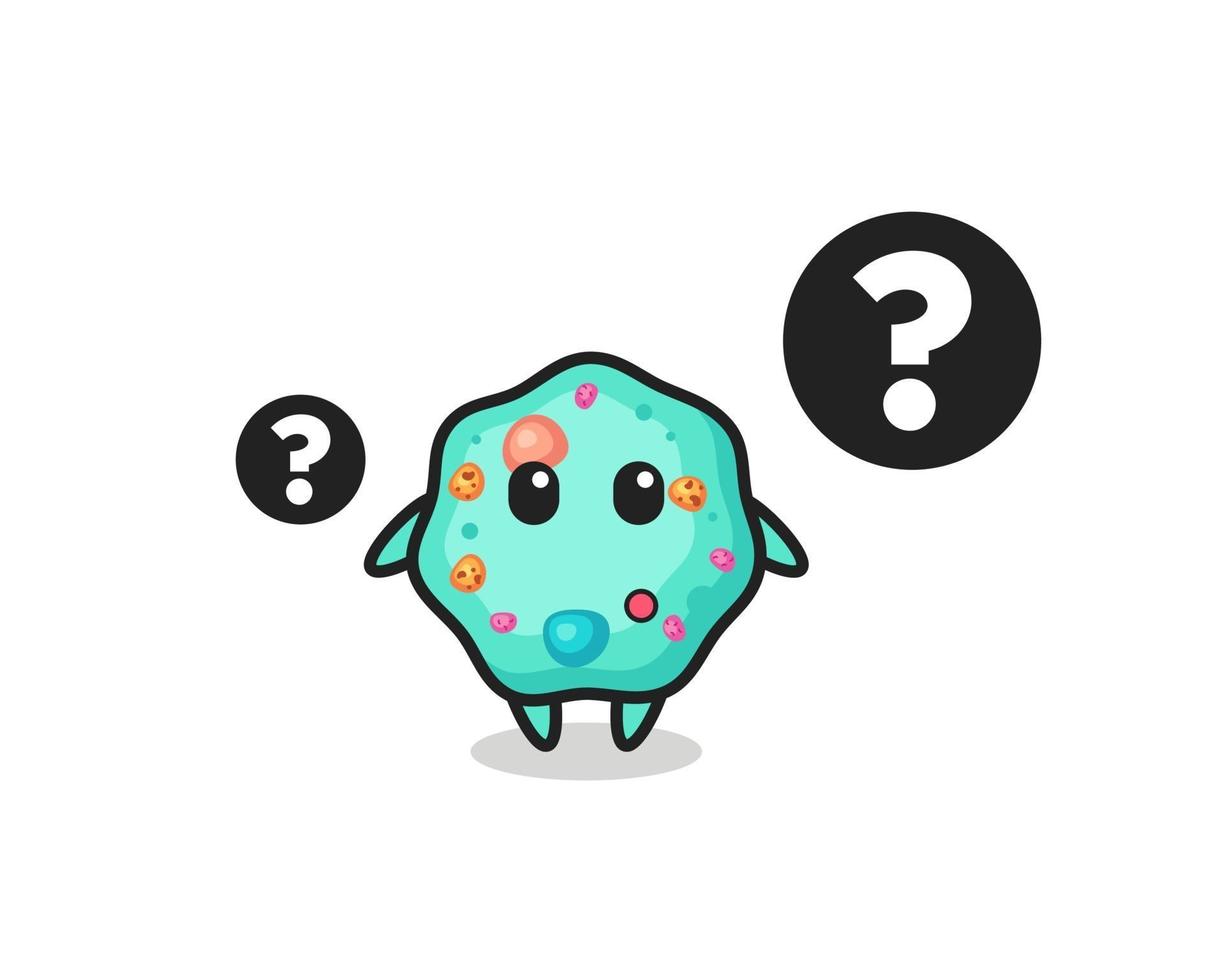 Ilustración de dibujos animados de ameba con el signo de interrogación vector