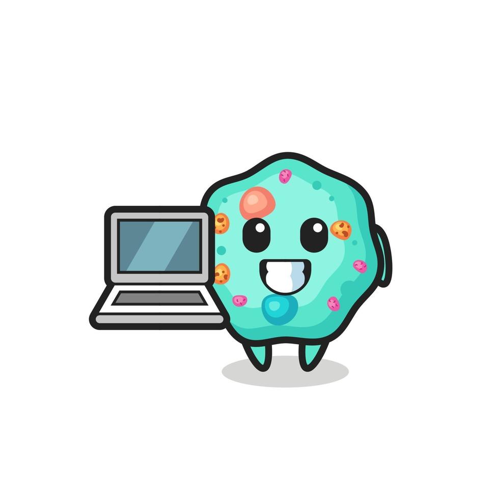 Mascot Illustration of amoeba with a laptop vector