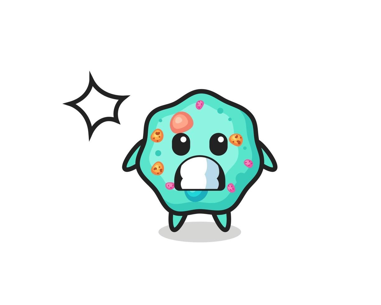 amoeba character cartoon with shocked gesture vector