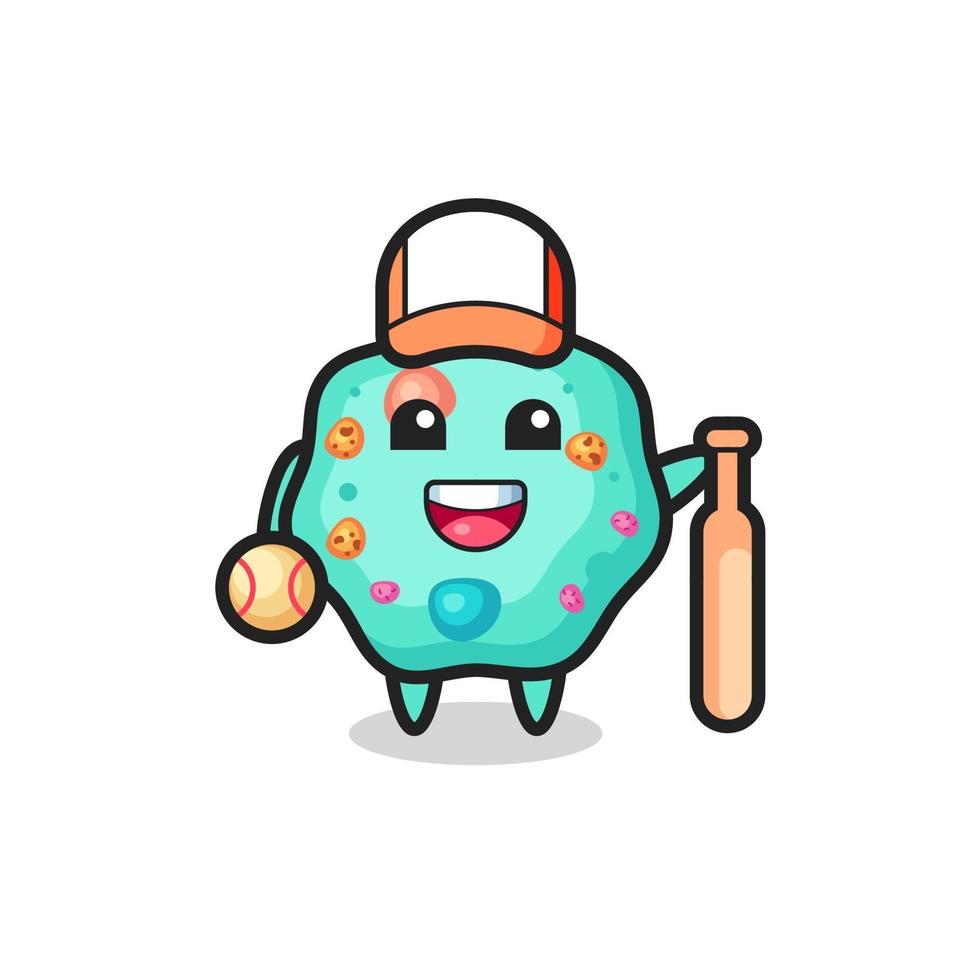 personaje de dibujos animados de ameba como jugador de béisbol vector