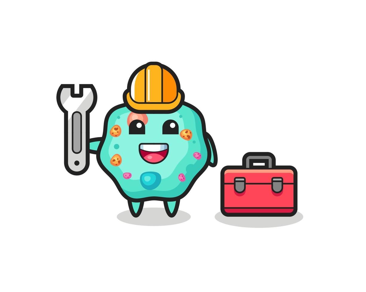Mascot cartoon of amoeba as a mechanic vector