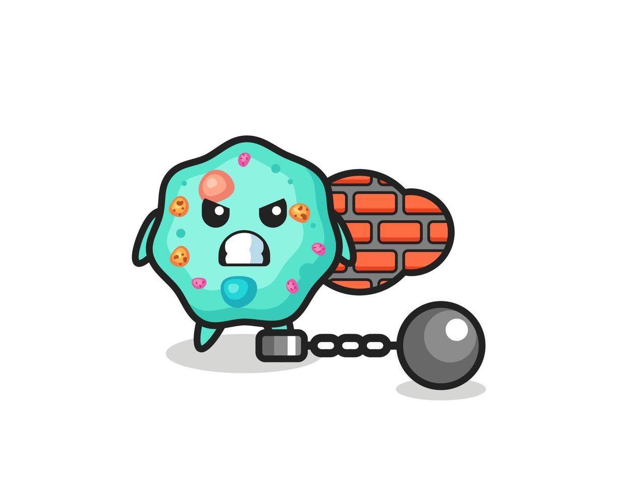 mascota de personaje de ameba como prisionera vector