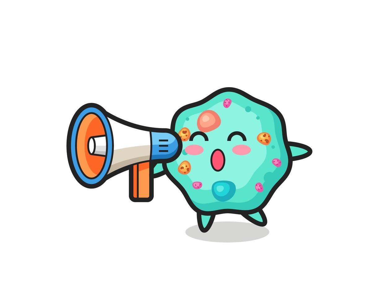 amoeba character illustration holding a megaphone vector