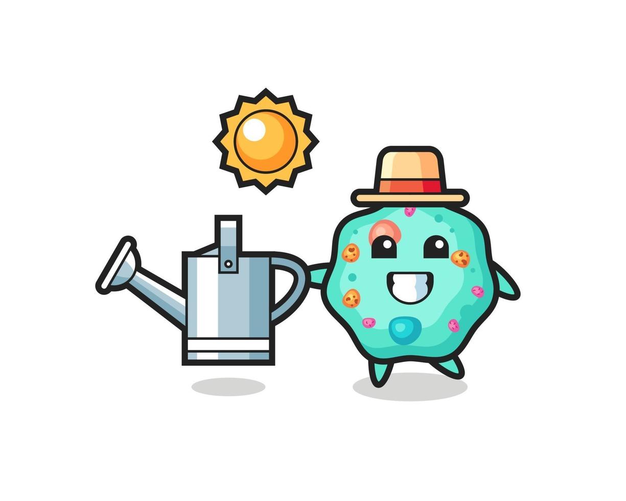 Cartoon character of amoeba holding watering can vector