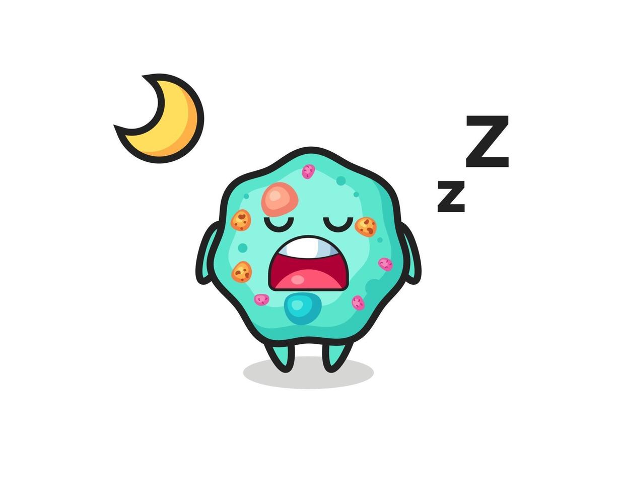 ilustración de personaje de ameba durmiendo por la noche vector