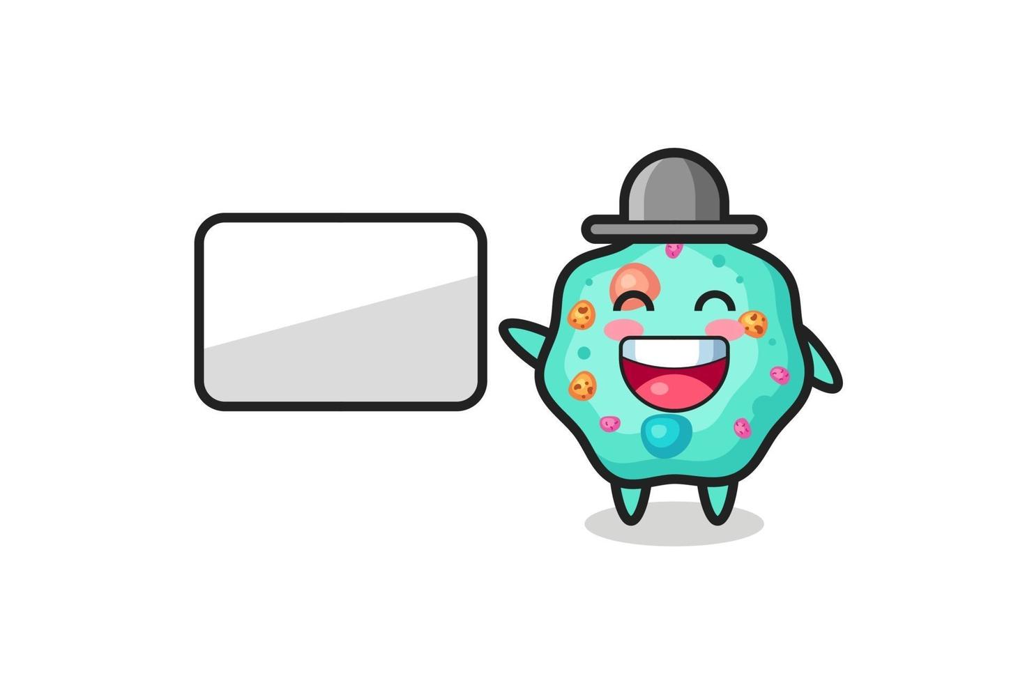 amoeba cartoon illustration doing a presentation vector