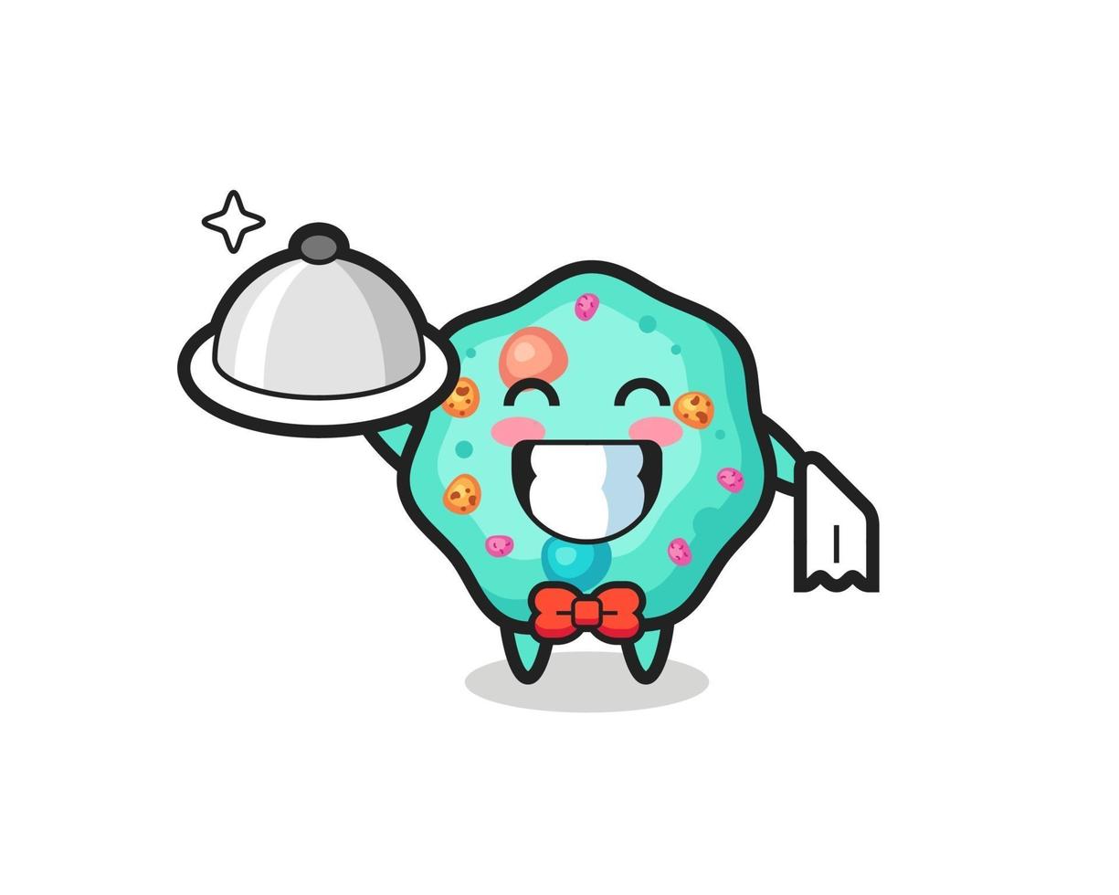 Mascota de personaje de ameba como camareros. vector