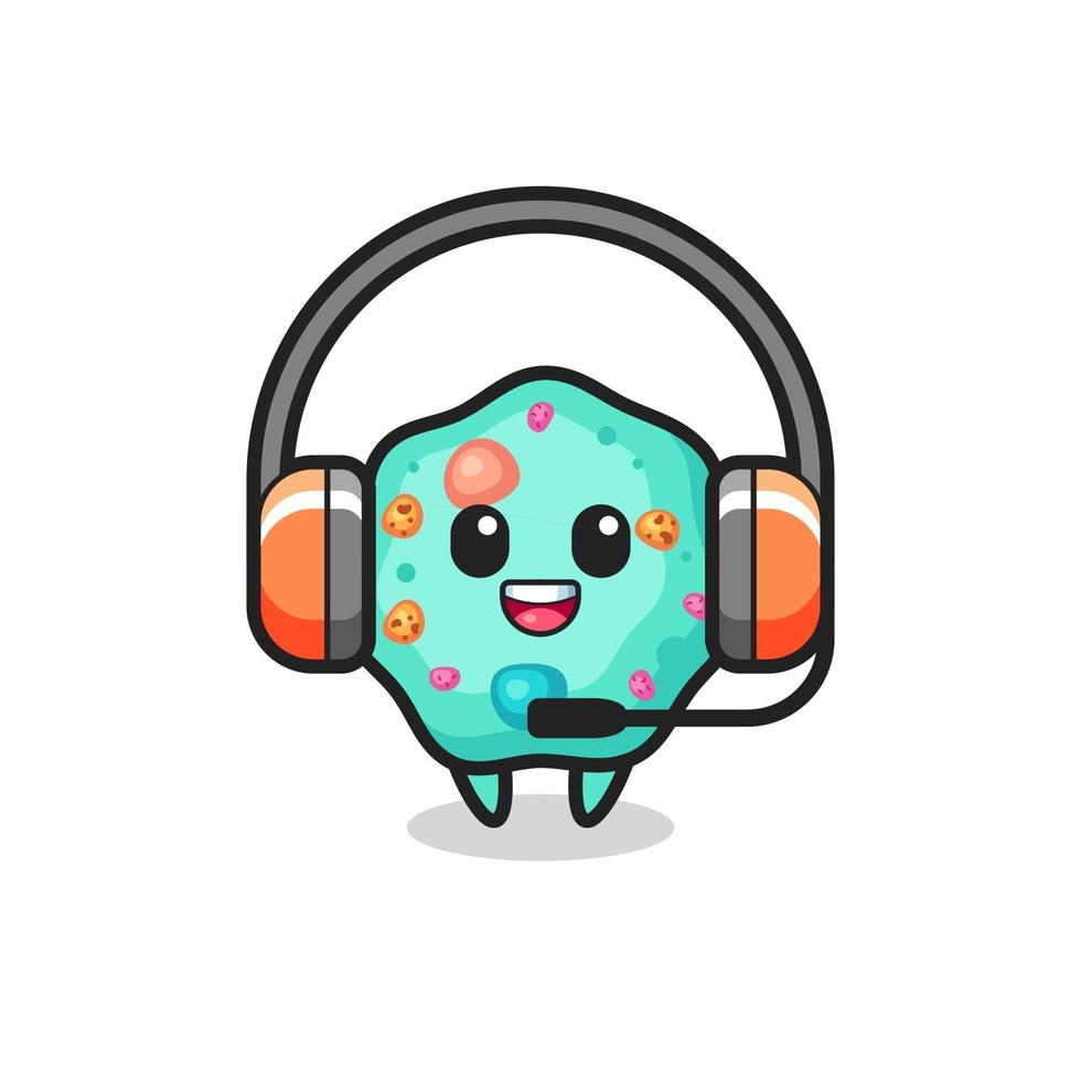 mascota de dibujos animados de ameba como servicio al cliente vector