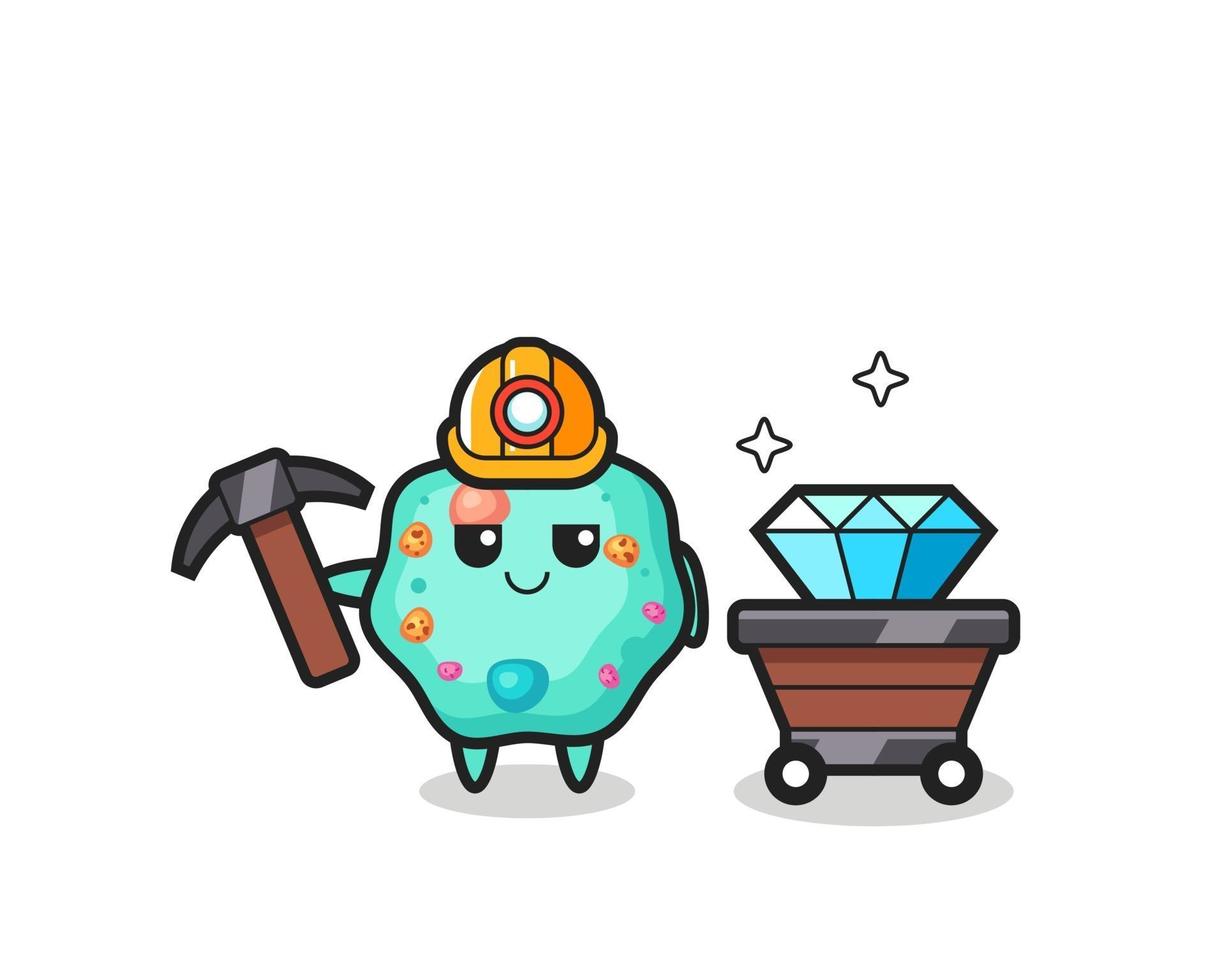 Character Illustration of amoeba as a miner vector