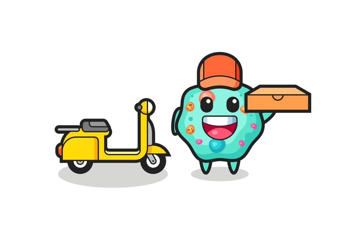 Character Illustration of amoeba as a pizza deliveryman vector