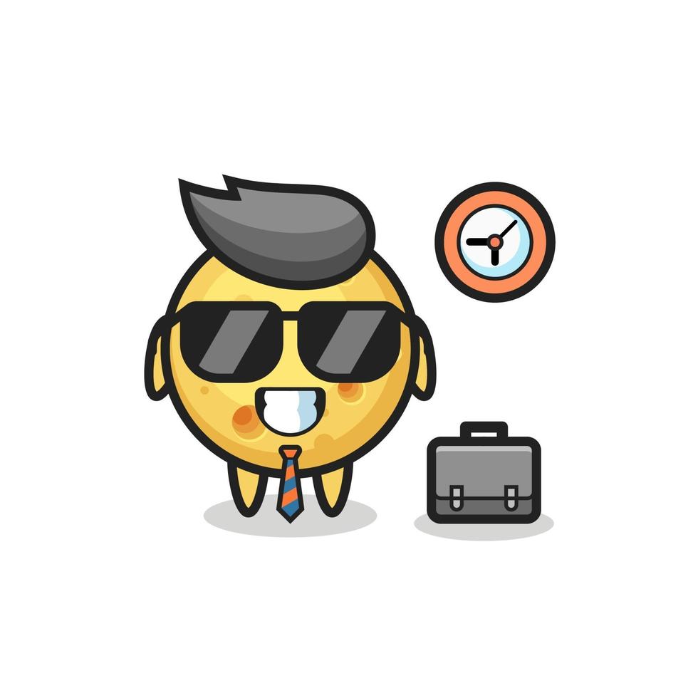 Cartoon mascot of round cheese as a businessman vector