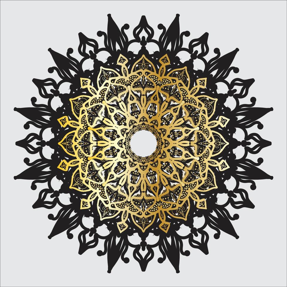 flor de mandala negra y dorada vector