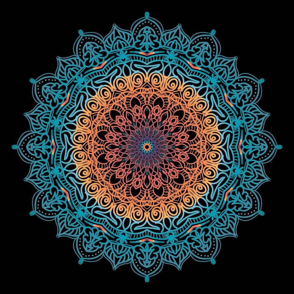 Black and Gold Mandala flower vector