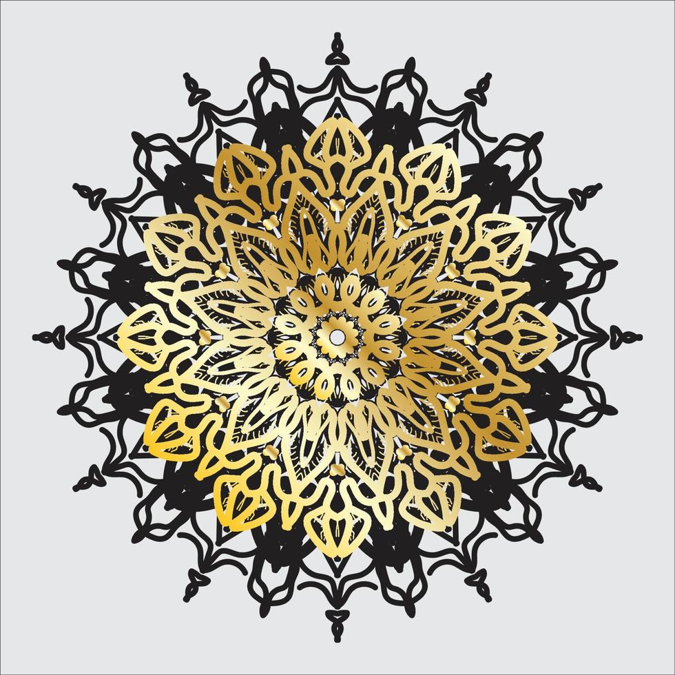 flor de mandala negra y dorada vector