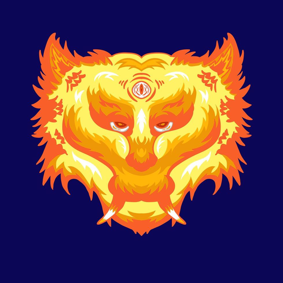 flaming wolf fire design good for t-shirt vector