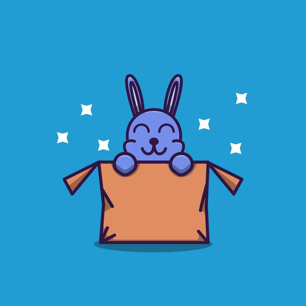cute rabbit in a cardboard box vector