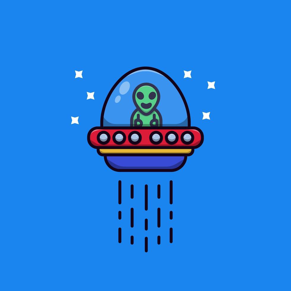 cute aliens in ufo vector