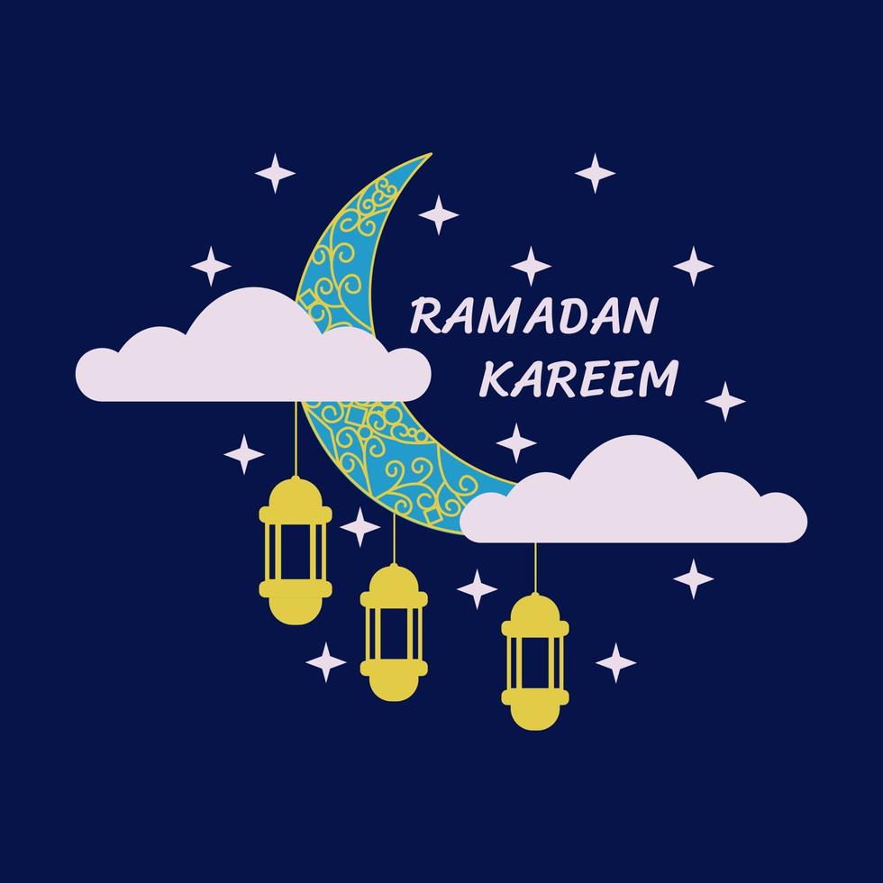 ramadan kareem flat label vector