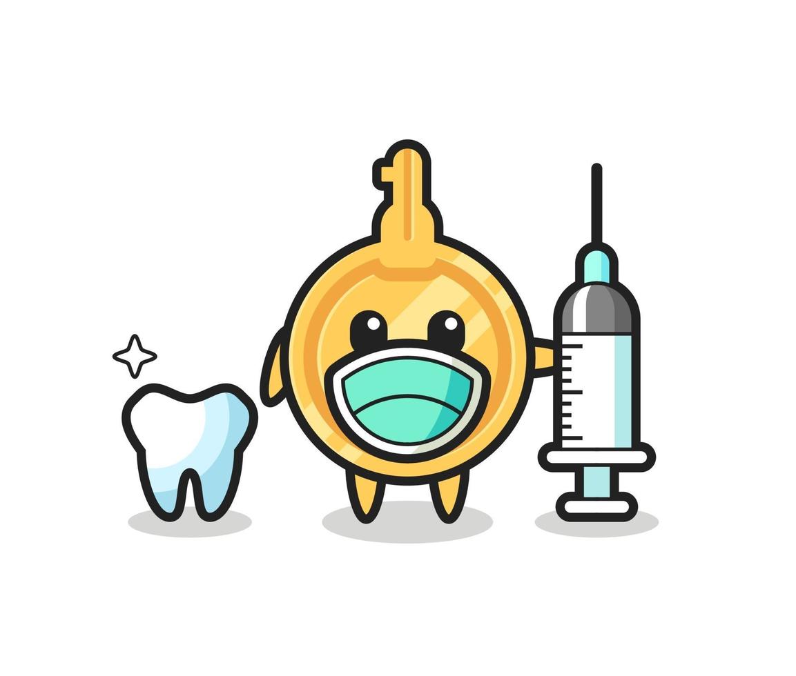 Mascot character of key as a dentist vector