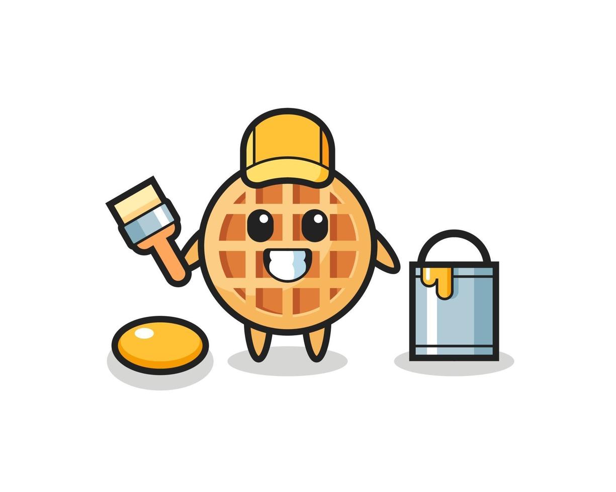 Character Illustration of circle waffle as a painter vector