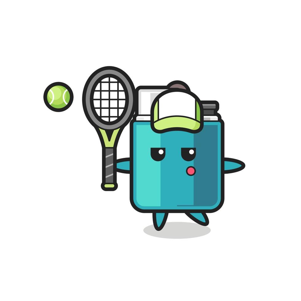 Cartoon character of lighter as a tennis player vector