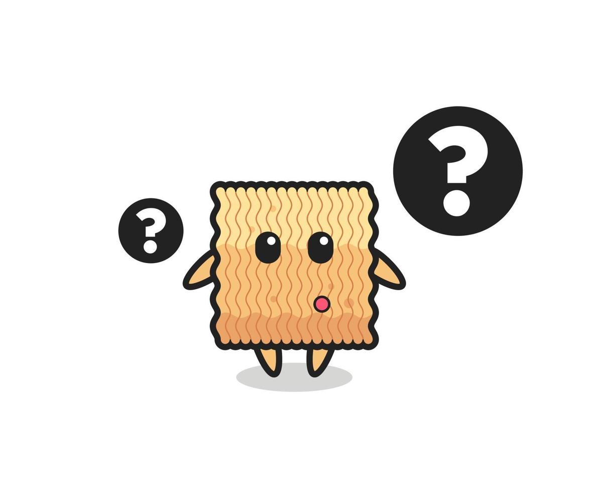 Cartoon Illustration of raw instant noodle with the question mark vector