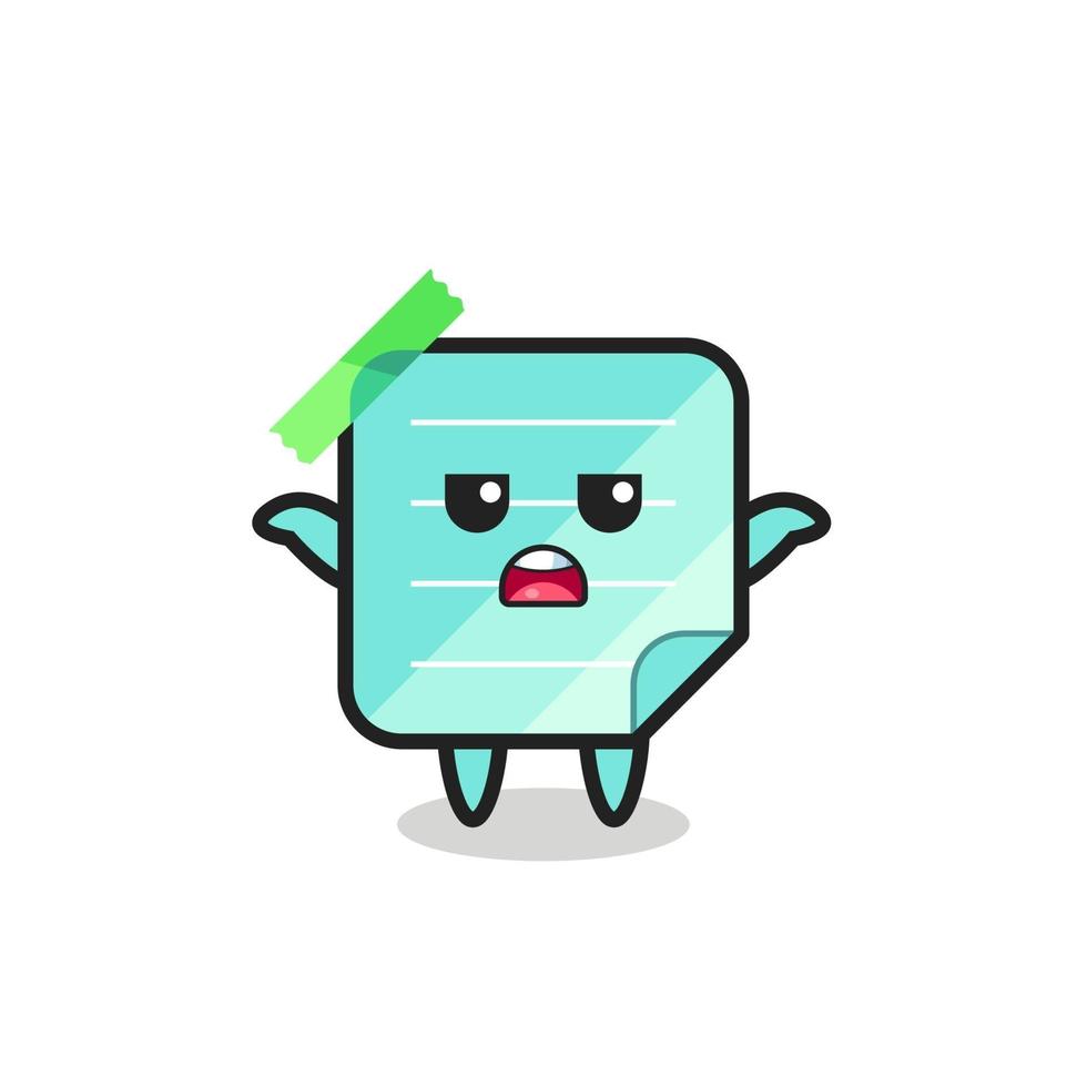 blue sticky notes mascot character saying I do not know vector
