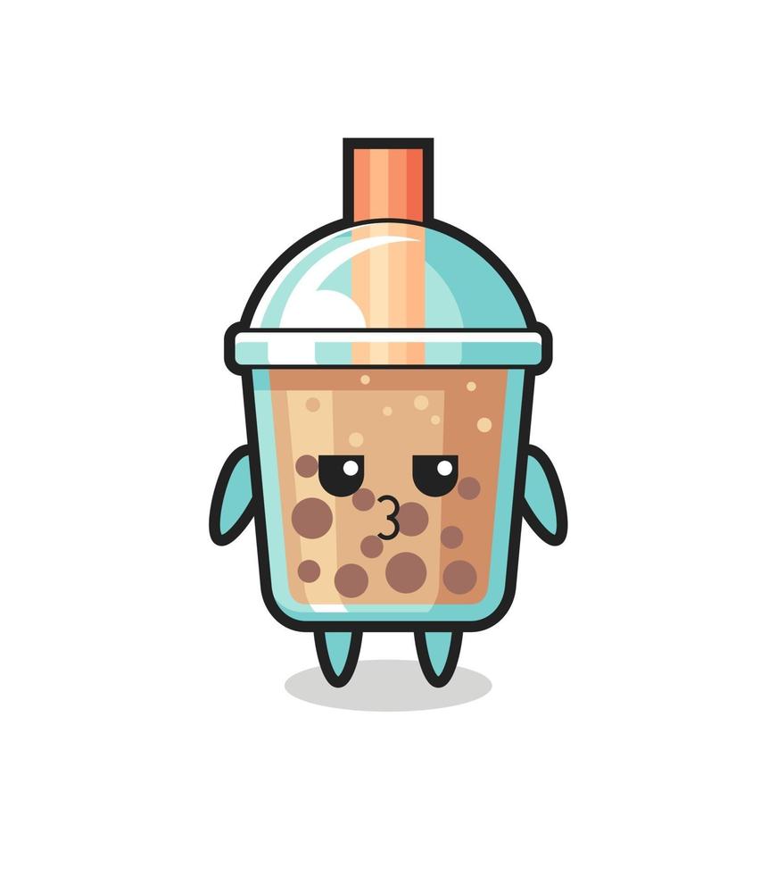 the bored expression of cute bubble tea characters vector